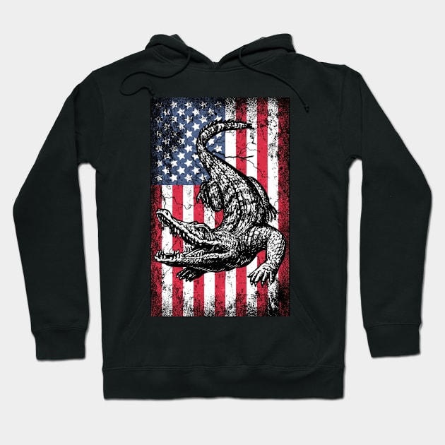 Patriotic Crocodile American Flag Hoodie by Sinclairmccallsavd